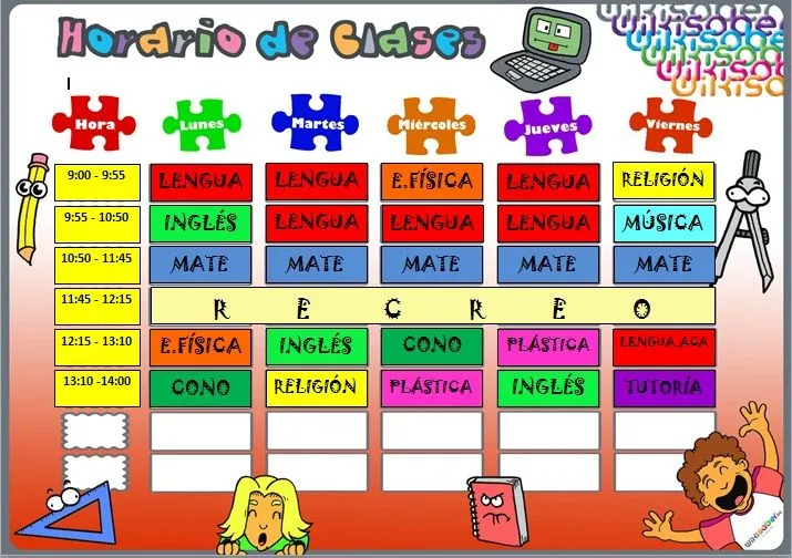 Horario de clases de primaria para imprimir - Imagui