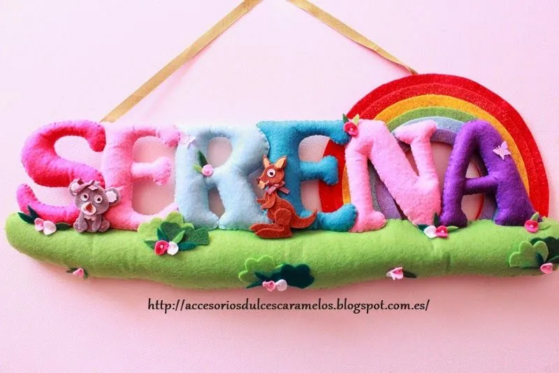 Serena, nombre fieltro Australia, Koala y Canguro | DulcesCaramelos