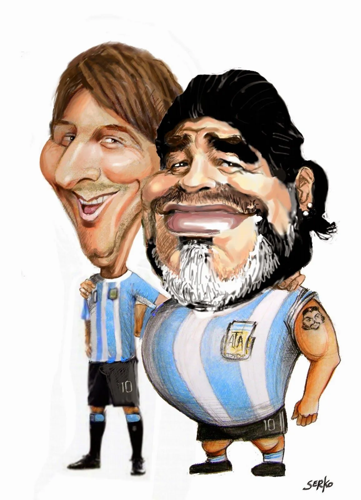 serko caricaturas: Maradona y Messi