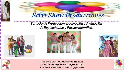 Servi Show Producciones: TARJETA DE PRESENTACION