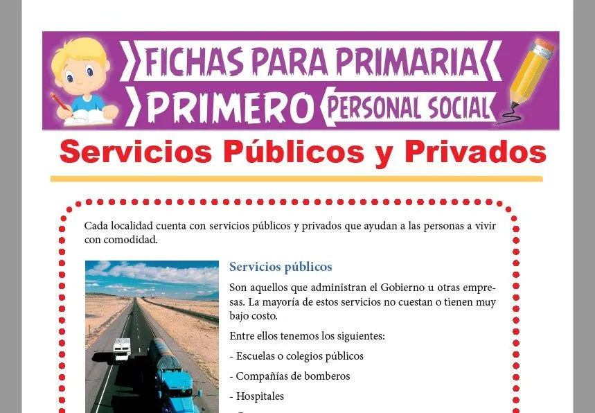 Servicios Públicos y Privados para Primer Grado de Primaria | Actividades