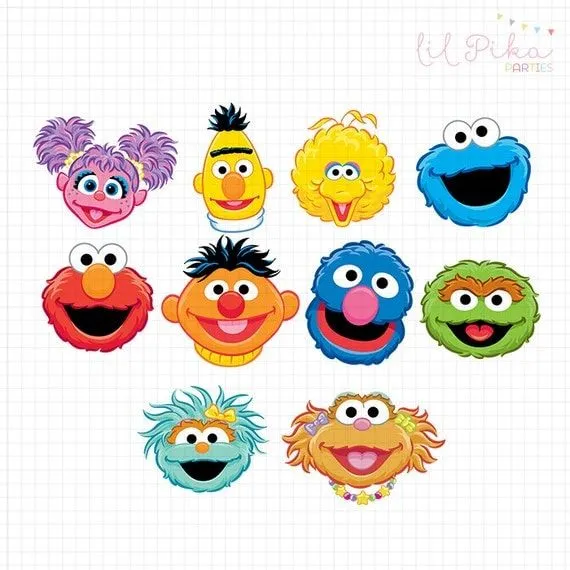 Sesame Street Characters Head Clipart by LilPika on Etsy