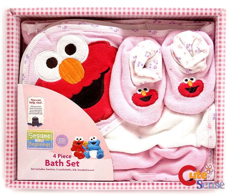 Sesame Street Elmo Baby Bath Set -4PC Pink at Cutesense.com