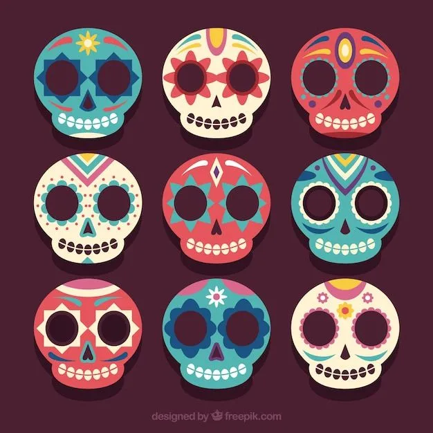 Set de bonitas calaveras mexicanas | Vector Gratis