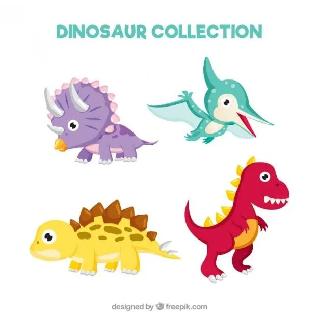 Set de dinosaurios bebés simpáticos y divertidos | Vector Gratis