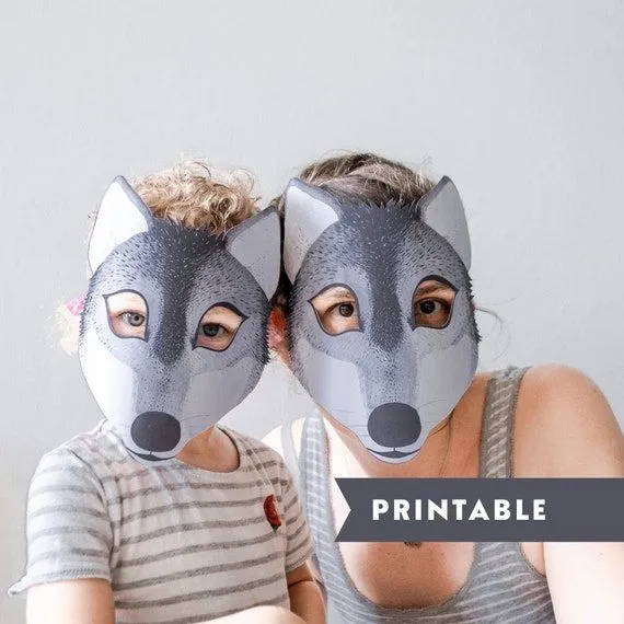 Set de máscaras de lobo imprimibles 2 tamaños para niños y - Etsy México