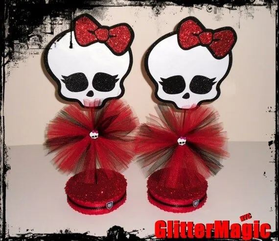 SET DE 6 Monster High Roja / Centros de Mesa / por GlitterMagic23s