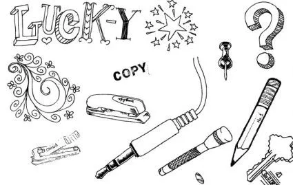 A Set Of Hand Drawn Objects Free Vector-vector Misc-free Vector ...