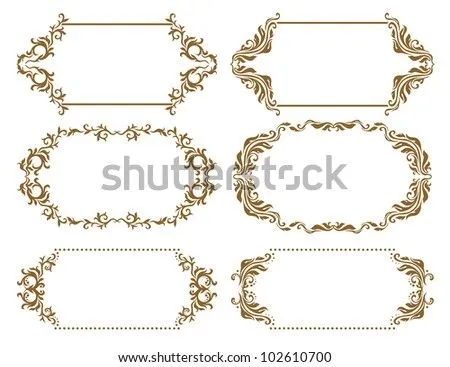Set Of Ornate Floral Vector Frames For Invitations Or ...