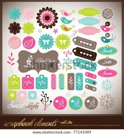 Set Of Scrap Book Or Sticker Collection Stock Vector 77141089 ...