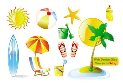 Set vector de playa | Diseño, ilustraciones vectoriales y recursos ...