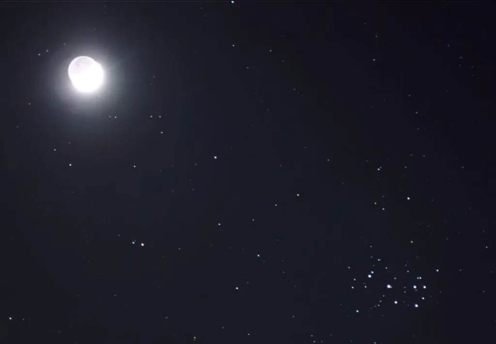 Un sexteto de estrellas junto a la Luna. | Moonmentum