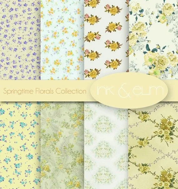 Shabby Chic Floral Digital papel Vintage Floral y se por InkAndElm