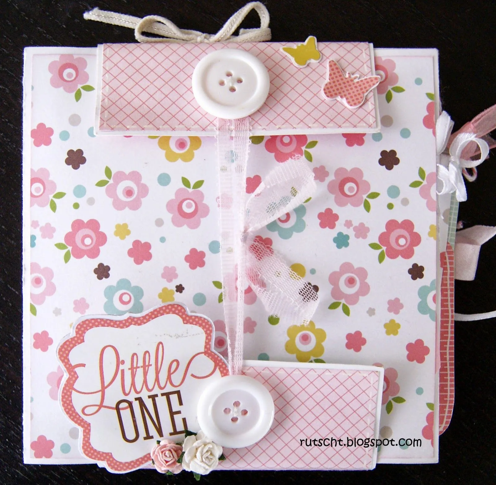 Shabby Chic Style --BABY GIRL-- Diaper Shaped Mini Scrapbook Photo Al…