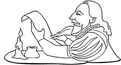 Shakespeare Is Writing A Play coloring page | Super Coloring