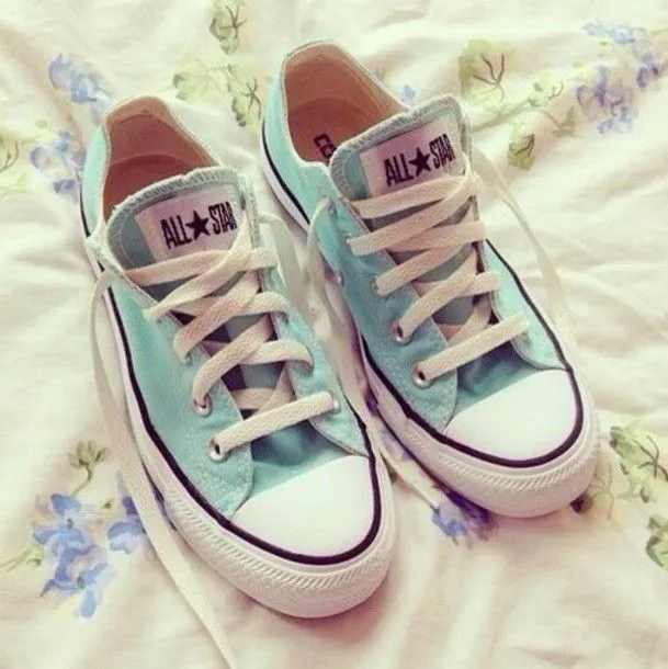 Shoes: allstars, converse, low top sneakers, light blue, baby blue ...