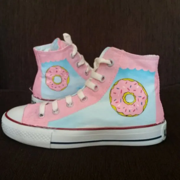 Shoes: pastel blue, donut, pastel pink, kawaii, harajuku, converse ...