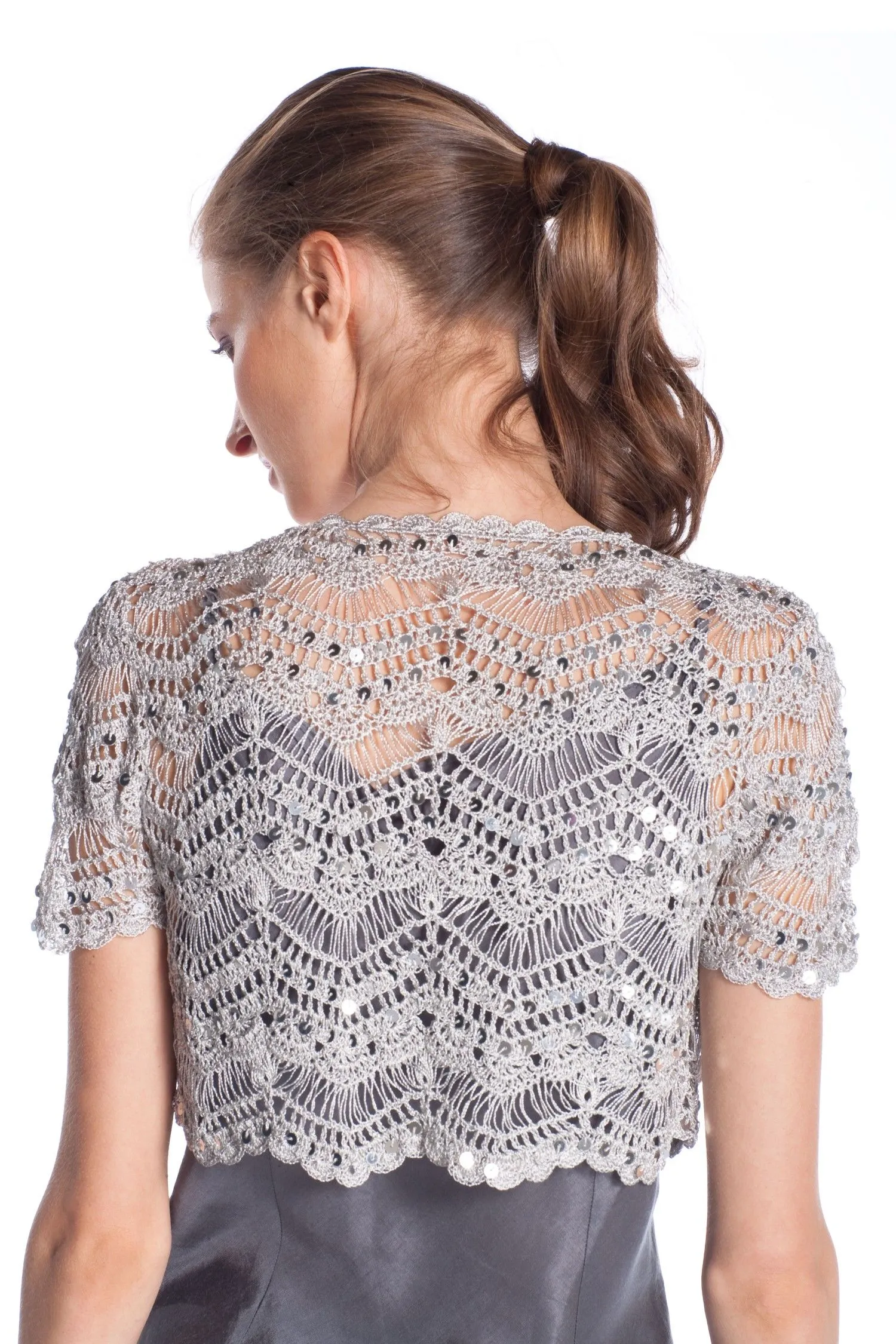 Short sleeves bolero in crochet viscose. Top Banzai Gilet | Derhy