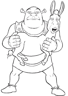  de Shrek para imprimir y colorear: Dibujo de Shrek y el burro para ...