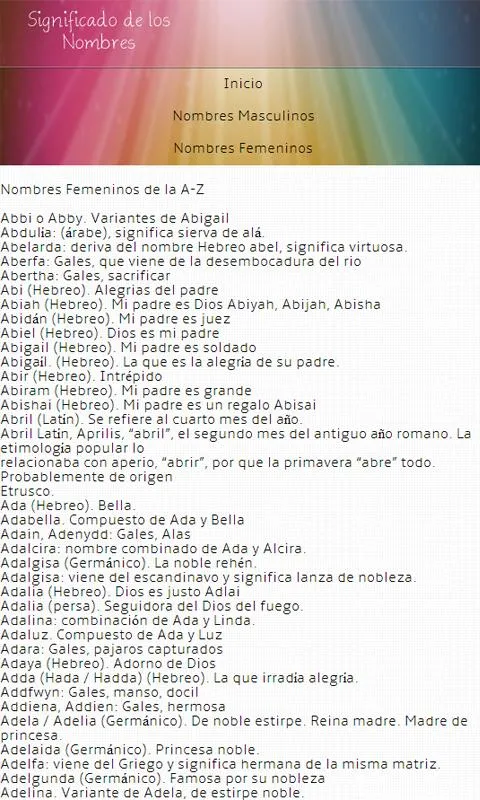 Significado de los Nombres - Android Apps on Google Play