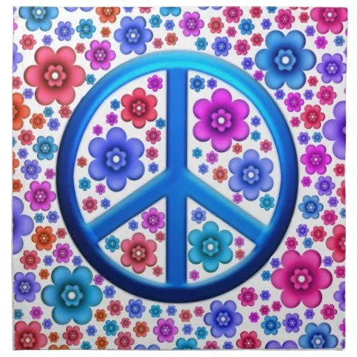 Signo de la paz del Hippie Servilleta Imprimida de Zazzle.