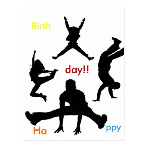 Silueta, Ha, ppy, Birth, day!! Postal on Zazzle.