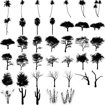 Siluetas de árboles (Tree Silhouettes Brushes) | Recursos 2D.