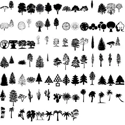 Siluetas de árboles (Vector Tree Silhouettes) | Recursos 2D.com