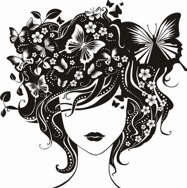 Siluetas de caras de chicas. | Printables | Pinterest