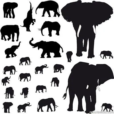 Siluetas de elefantes en vector (Vector Elephants Shilouettes ...