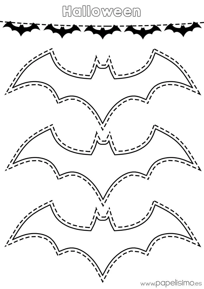 Siluetas de murciélagos para colorear y recortar | Manualidades
