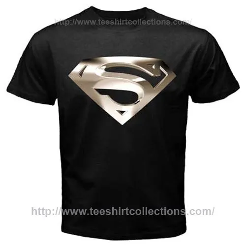 Silver Superman Smallville Clark Kent Steel Logo Symbol Black T ...