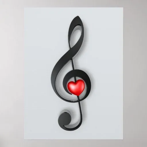 símbolo de música y poster precioso del corazón de Zazzle.