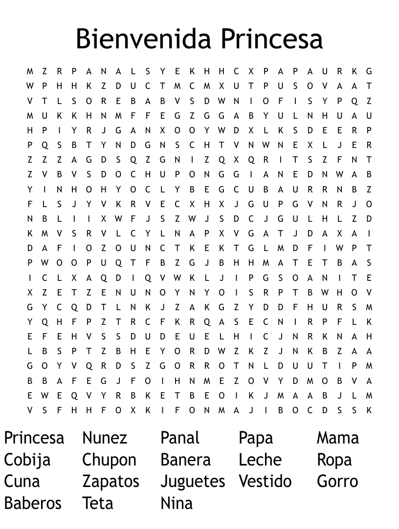 Similar to Sopa de Letras Babyshower Word Search - WordMint