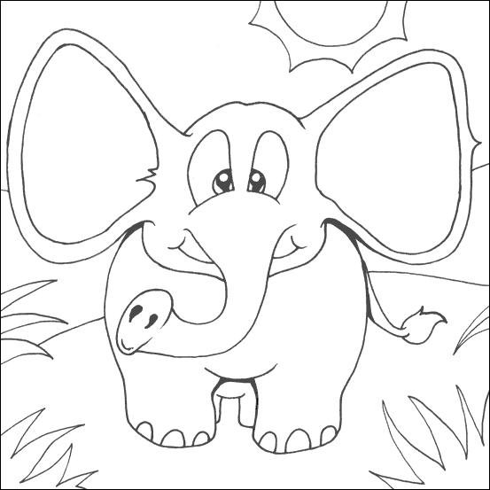 Simple Elephant Coloring Page