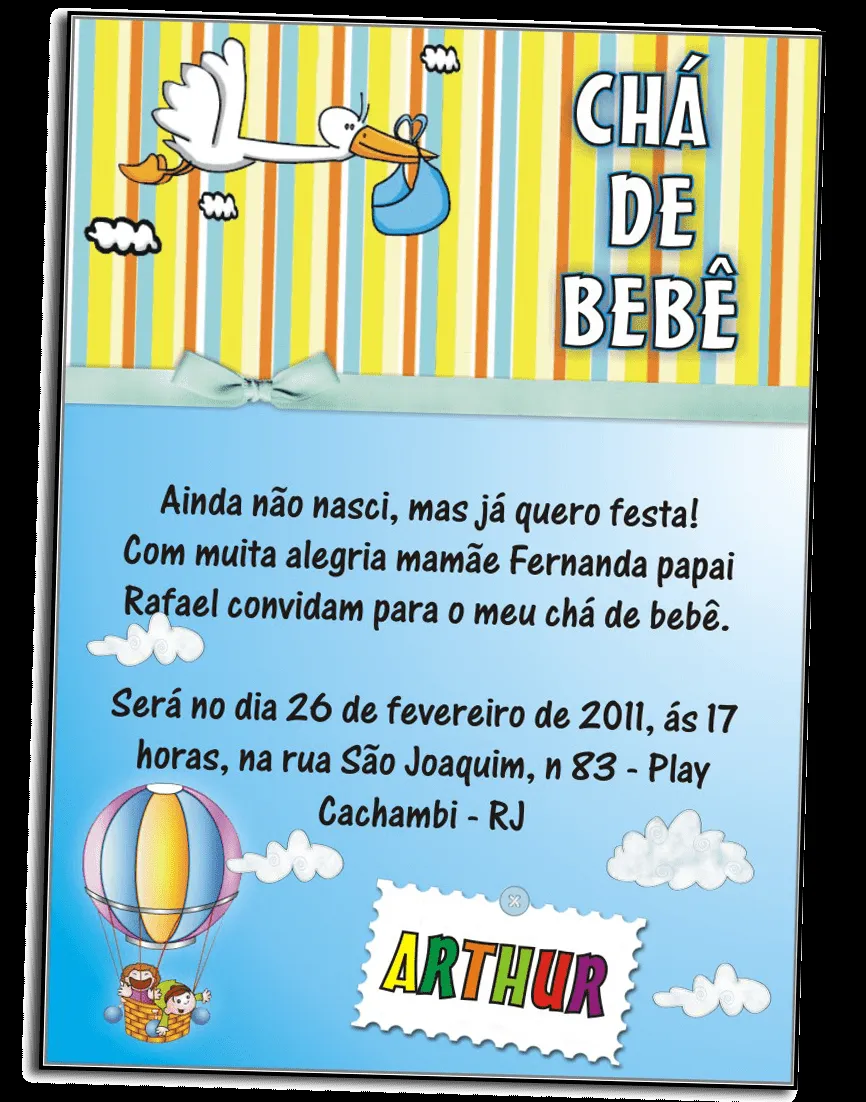 Simplesmente Amador: CONVITE CHÁ DE BEBÊ DO ARTHUR