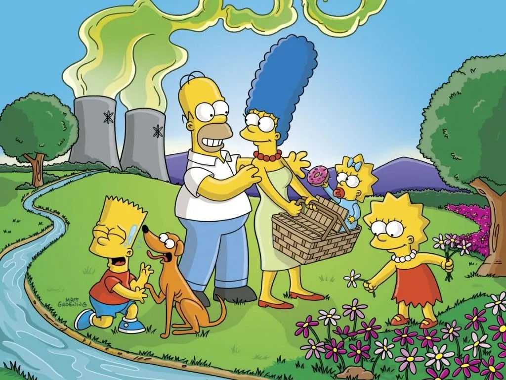 Los Simpsons de picnic bart jugando con ayudante de santa y lisa ...