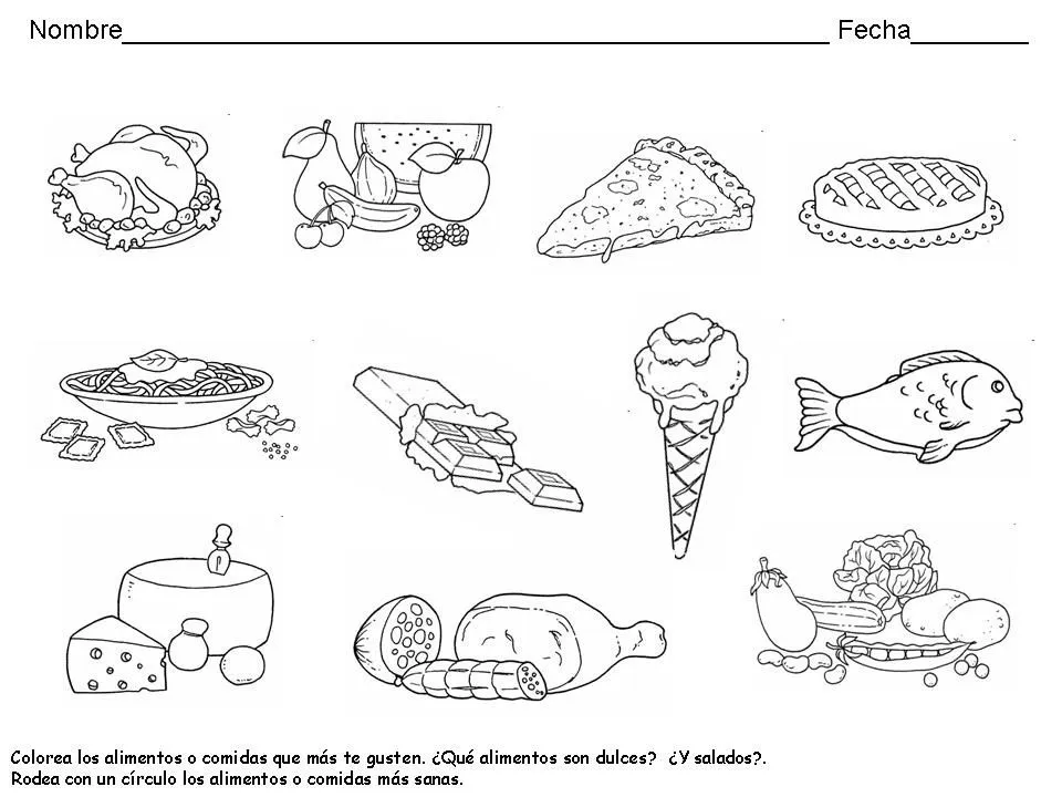 Alimentacion saludable para colorear - Imagui