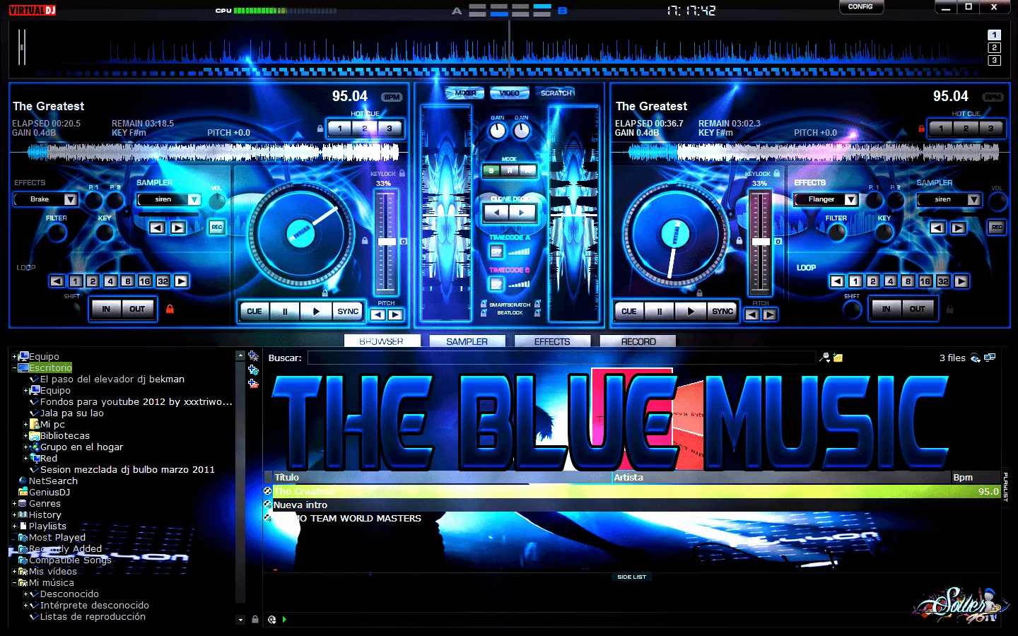 SKIN THE BLUE MUSIC FOR VIRTUAL DJ By SOWER96 by sower96 on DeviantArt