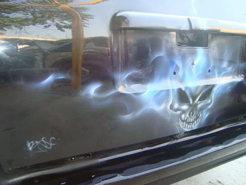 skull flamas azules | Bescdesign, aerografia y diseño