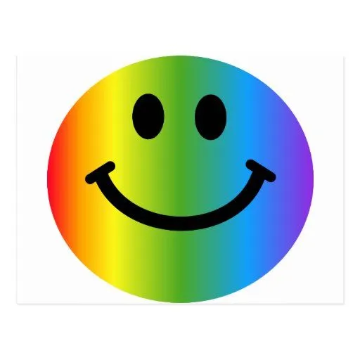 Smiley del arco iris tarjeta postal de Zazzle.