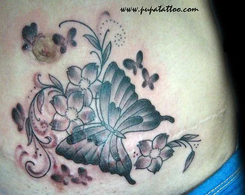 Snap Galleries tattoo mariposa y flores photos on Pinterest