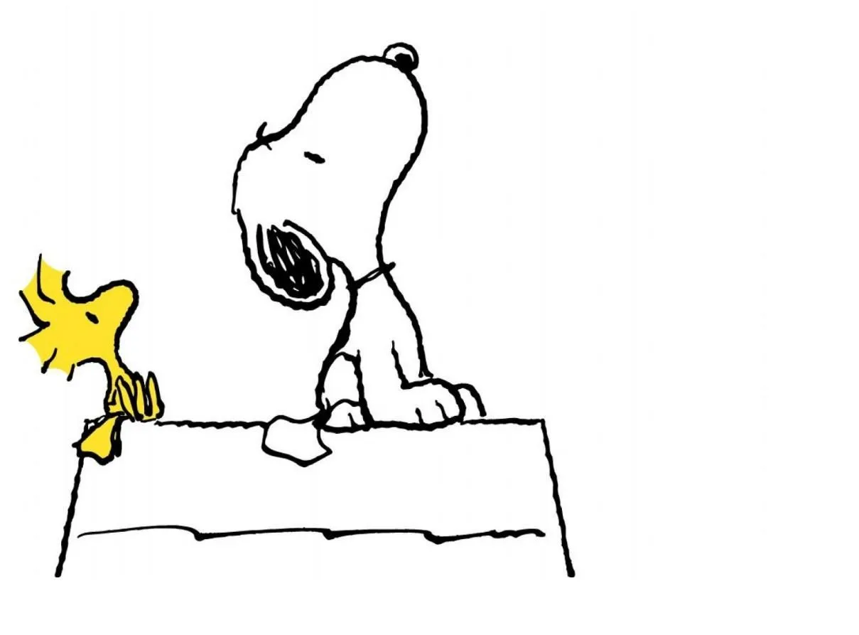 Snoopy And Woodstock Laying On Crescent Moon Pictures