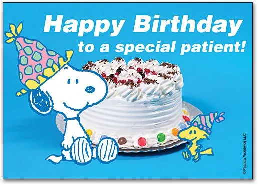 Snoopy, Birthday Cake Postcard | SmartPractice Dental