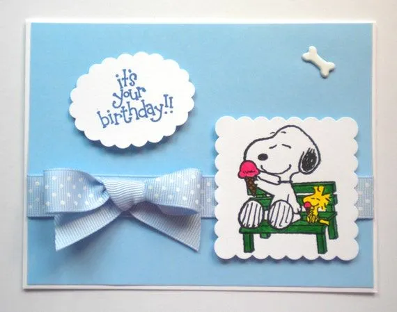 SNOOPY BOY BIRTHDAY Card Snoopy Woodstock by CustomCardsByBonnie