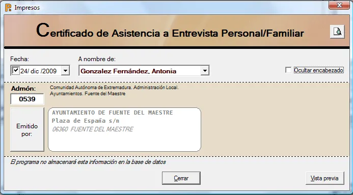 Software para Servicios Sociales » Certificado de Asistencia a ...