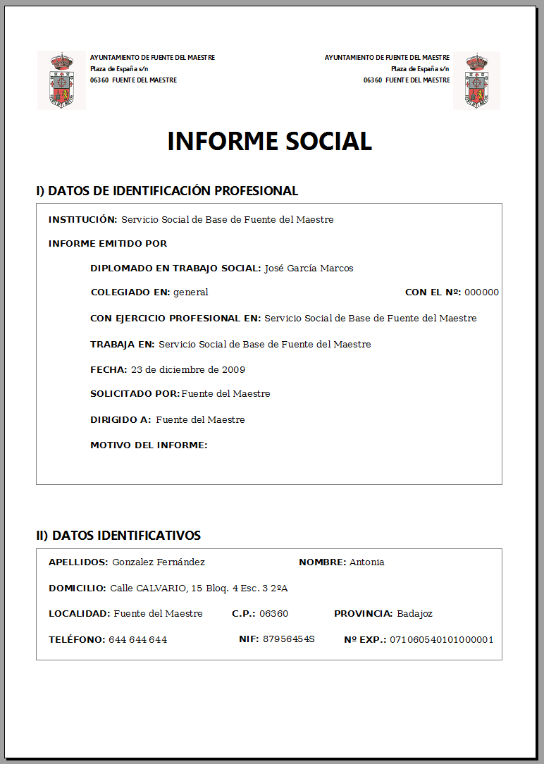 Software para Servicios Sociales » Modelo impreso