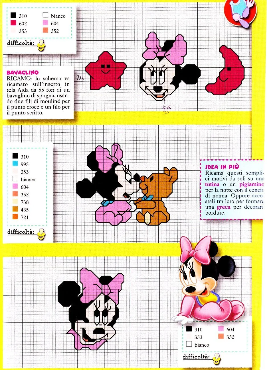 Sogniecoccole Schemi Gratis: Schemi Minnie Baby