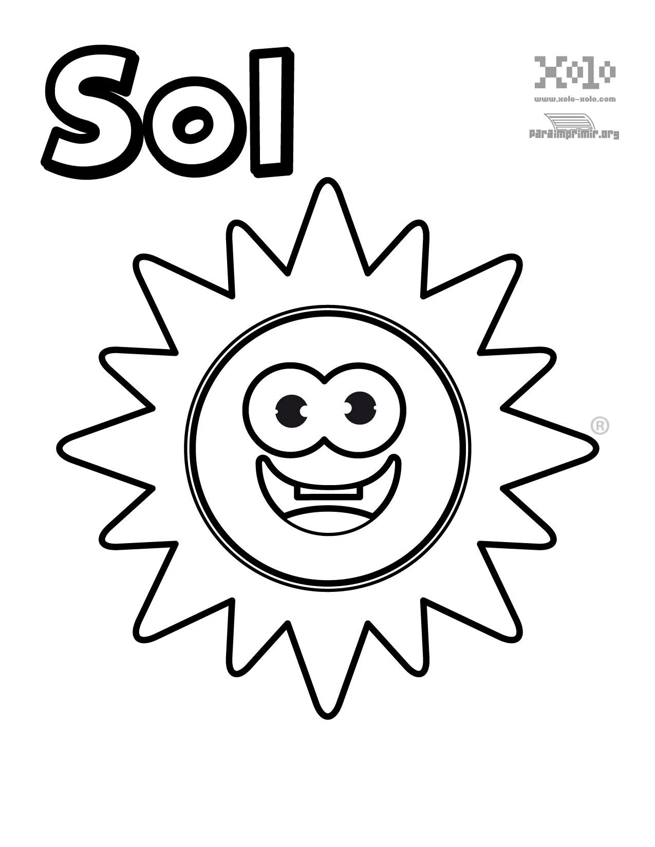 Sol para colorear y para imprimir