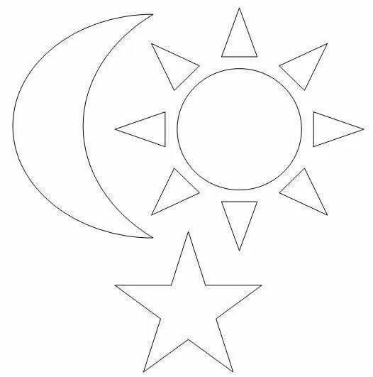Sol, luna, estrellas plantillas goma Eva - Colorear dibujos infantiles